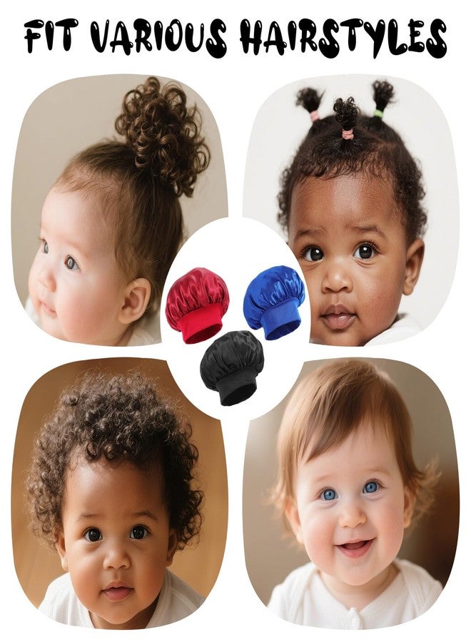 JOLYEAK 3 PCS Baby Bonnets for Sleeping,Baby Satin Silk Hair Bonnet,Infant Sleep Cap Hair Bonnet - Image 3